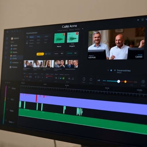 Screenshot di una timeline di un software di editing audio, con diverse tracce audio e effetti sonori applicati per lo spot 'Caffè Aroma'